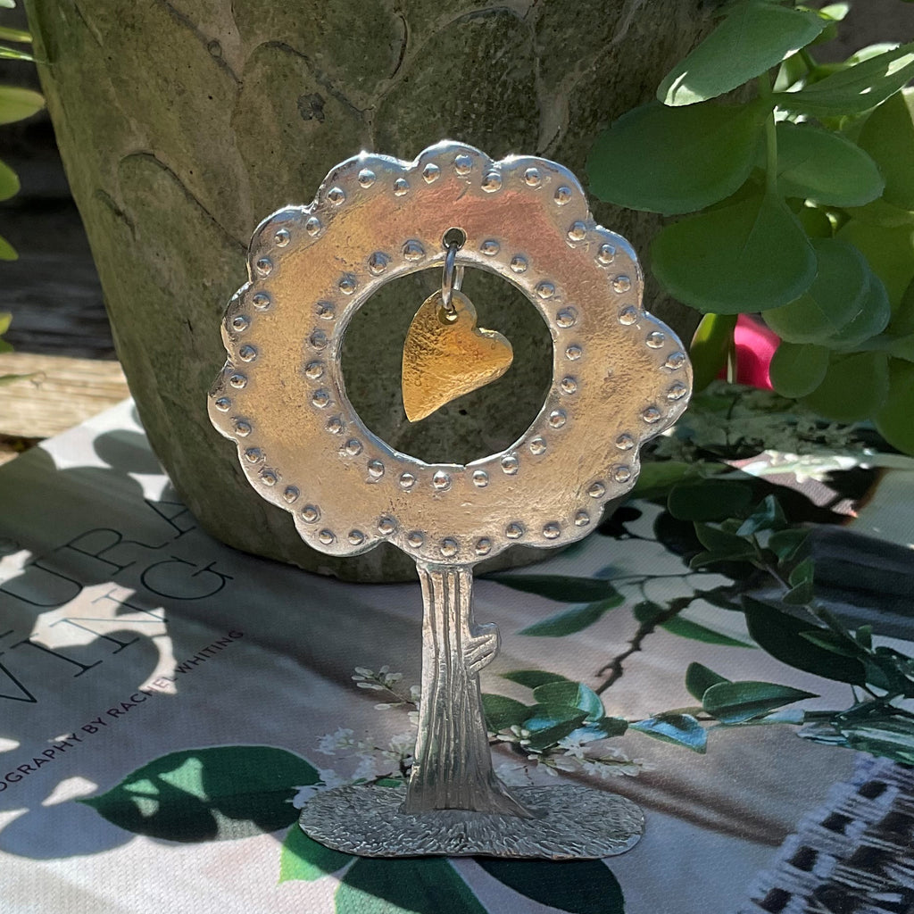 Pewter Tree with Golden Heart