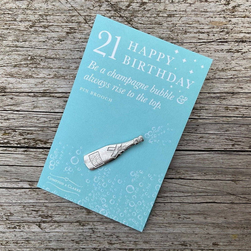 Birthday Champagne Pin Brooch - 21